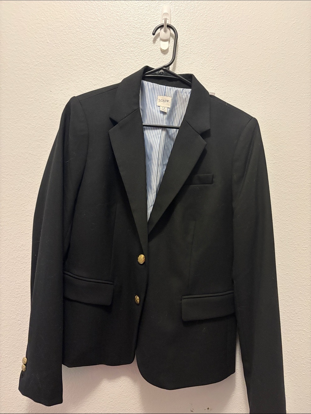 J. Crew Black Women's Tailored Blazer with Gold Buttons